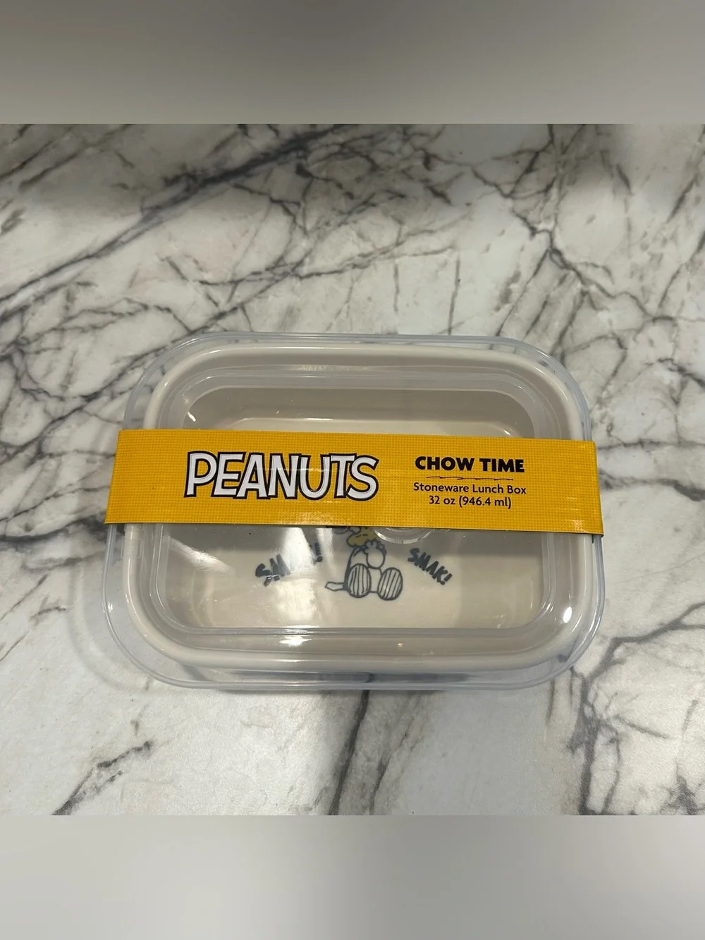 Peanuts Snoopy & Lucy “Chow Time” Stoneware Lunch Box 32 oz